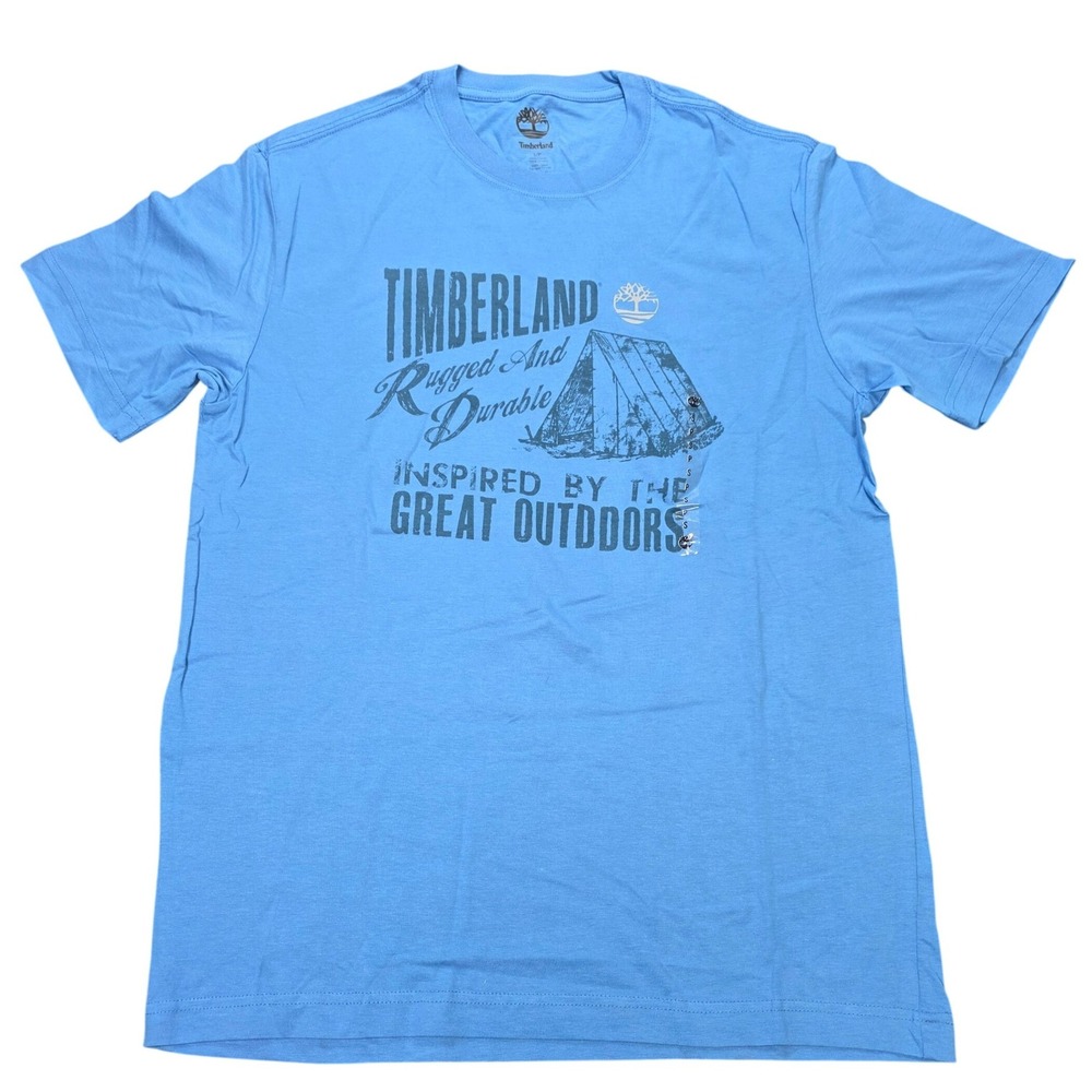 Timberland Graphic T-Shirt Men's Size S Blue Rugged Durable Outdoors‎ Cotton NEW